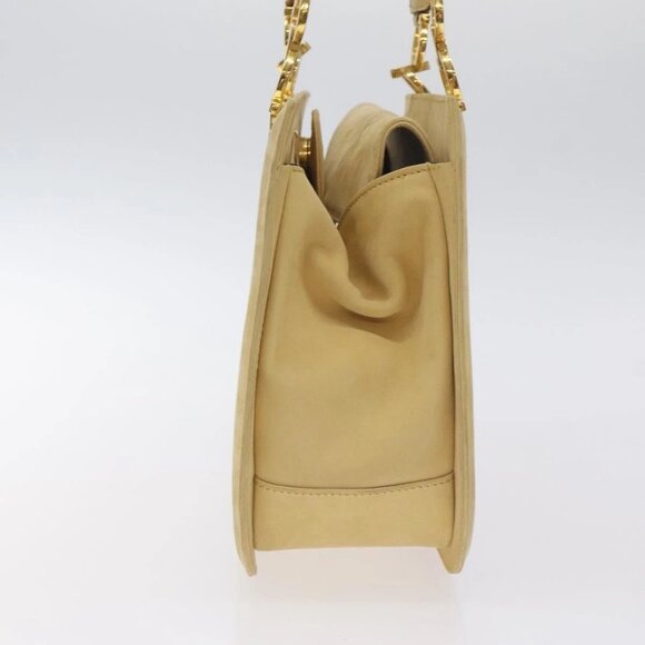 Salvatore Ferragamo Gancini Hand Bag Suede Beige Gold - Picture 3 of 16
